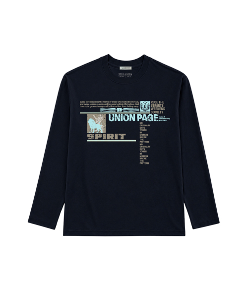 PAGESIISII(ページシシ)の「ユニオン ページ プリント スタンダードフィット ロングスリーブ ネイビー(Tシャツ/カットソー・レディース・その他・MEDIUM)」の1枚目の写真