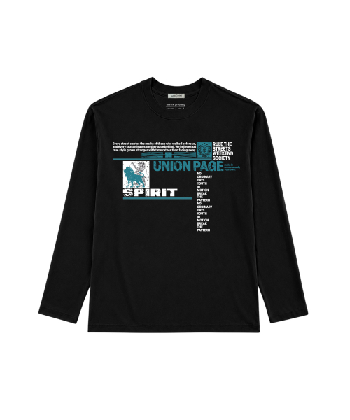 PAGESIISII(ページシシ)の「ユニオン ページ プリント スタンダードフィット ロングスリーブ ネイビー(Tシャツ/カットソー・レディース・その他・MEDIUM)」の2枚目の写真