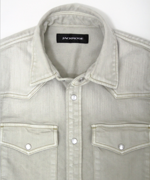 JACKROSE（ジャックローズ）の「ハイパーストレッチクールマックスデニムウエスタンシャツ（シャツ/ブラウス・メンズ・ベージュ/サックスブルー・L/M/XL）」の13枚目の写真