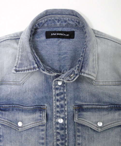 JACKROSE（ジャックローズ）の「ハイパーストレッチクールマックスデニムウエスタンシャツ（シャツ/ブラウス・メンズ・ベージュ/サックスブルー・L/M/XL）」の22枚目の写真