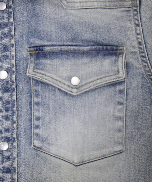 JACKROSE（ジャックローズ）の「ハイパーストレッチクールマックスデニムウエスタンシャツ（シャツ/ブラウス・メンズ・ベージュ/サックスブルー・L/M/XL）」の14枚目の写真