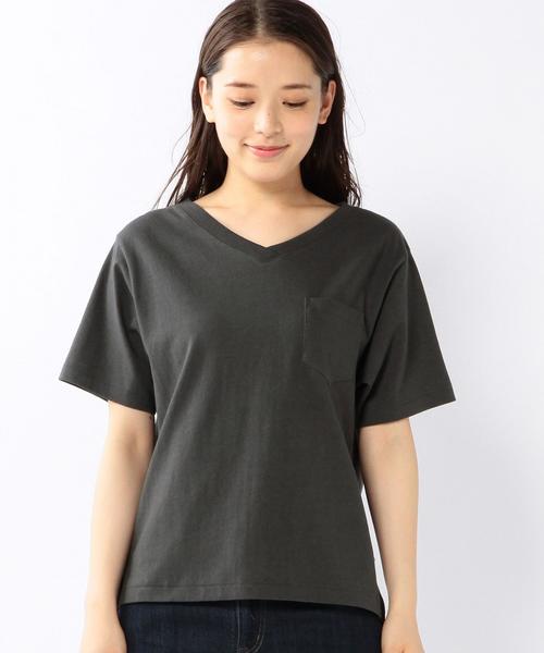 coen(コーエン)の「USAコットンVネックポケットTシャツ(Tシャツ/カットソー・レディース・ホワイト/ブラック・MEDIUM/LARGE)」の12枚目の写真