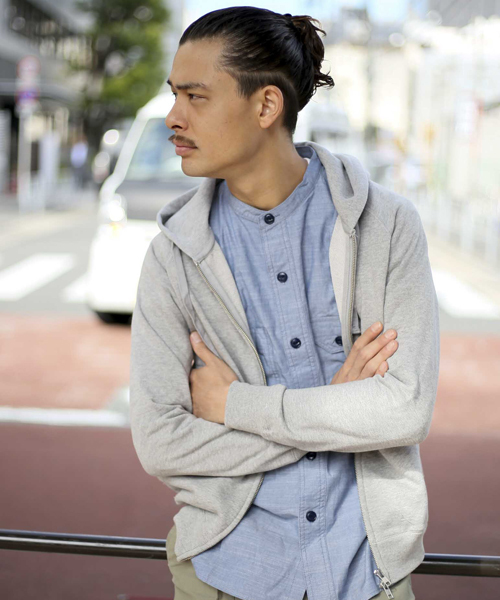 Denime（ドゥニーム）の「ヘビー裏毛フルジップパーカー（パーカー・メンズ・ネイビー/ワイン/ブラック/グリーン/ホワイト/グレー・SMALL/LARGE/X-LARGE/MEDIUM）」の3枚目の写真