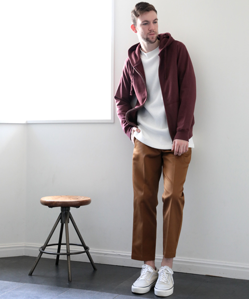 Denime（ドゥニーム）の「ヘビー裏毛フルジップパーカー（パーカー・メンズ・ネイビー/ワイン/ブラック/グリーン/ホワイト/グレー・SMALL/LARGE/X-LARGE/MEDIUM）」の21枚目の写真