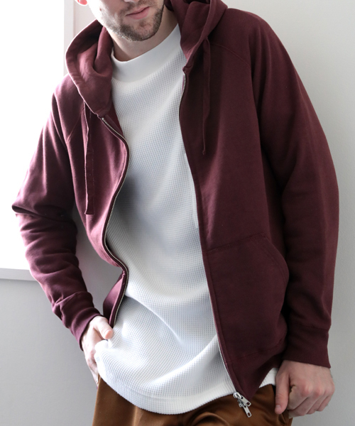 Denime（ドゥニーム）の「ヘビー裏毛フルジップパーカー（パーカー・メンズ・ネイビー/ワイン/ブラック/グリーン/ホワイト/グレー・SMALL/LARGE/X-LARGE/MEDIUM）」の22枚目の写真