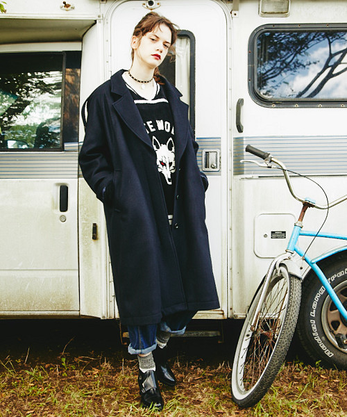 Hysteric Glamour ネイビー ロングコート ウィメンズ Pコート|HYSTERIC 
