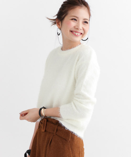 URBAN RESEARCH Sonny Label（アーバンリサーチサニーレーベル）の「Sonny Label フェザーニットプルオーバー（ニット/セーター・レディース・ネイビー/ホワイト/ピンク/グレー/ブラウン・FREE）」の2枚目の写真