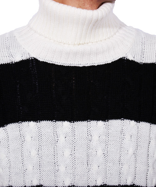 ８(eight)（エイト）の「ボーダー タートル ニットセーター カットソー（ニット/セーター・メンズ・ブラック×レッド/ホワイト×ネイビー/ブラック×グレー/ホワイト×ブラック・LARGE/MEDIUM）」の7枚目の写真