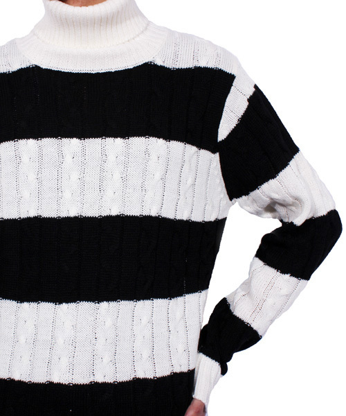 ８(eight)（エイト）の「ボーダー タートル ニットセーター カットソー（ニット/セーター・メンズ・ブラック×レッド/ホワイト×ネイビー/ブラック×グレー/ホワイト×ブラック・LARGE/MEDIUM）」の10枚目の写真