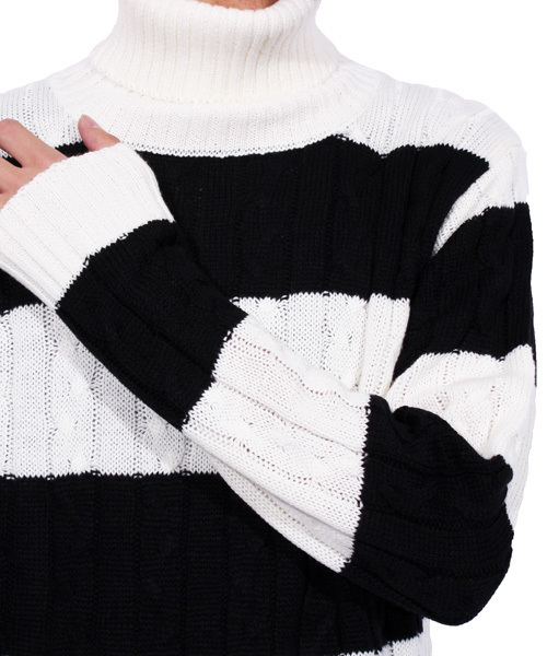 ８(eight)（エイト）の「ボーダー タートル ニットセーター カットソー（ニット/セーター・メンズ・ブラック×レッド/ホワイト×ネイビー/ブラック×グレー/ホワイト×ブラック・LARGE/MEDIUM）」の11枚目の写真