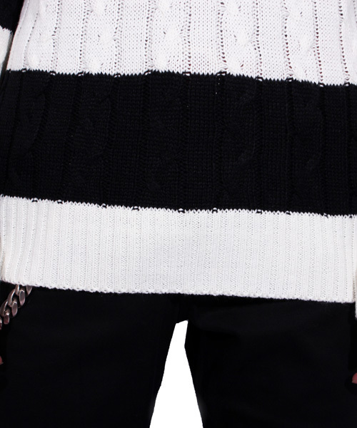 ８(eight)（エイト）の「ボーダー タートル ニットセーター カットソー（ニット/セーター・メンズ・ブラック×レッド/ホワイト×ネイビー/ブラック×グレー/ホワイト×ブラック・LARGE/MEDIUM）」の12枚目の写真