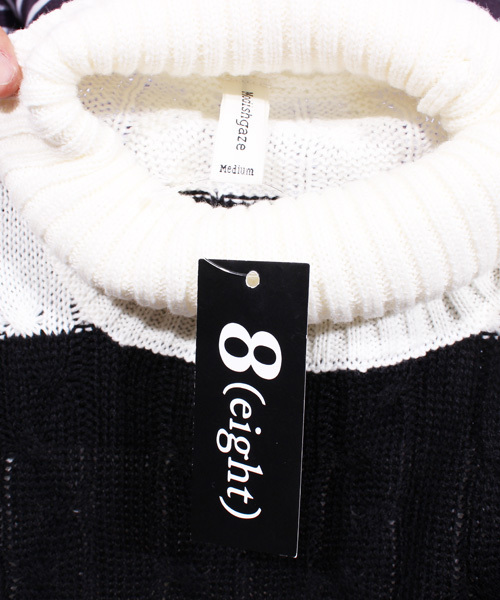 ８(eight)（エイト）の「ボーダー タートル ニットセーター カットソー（ニット/セーター・メンズ・ブラック×レッド/ホワイト×ネイビー/ブラック×グレー/ホワイト×ブラック・LARGE/MEDIUM）」の14枚目の写真