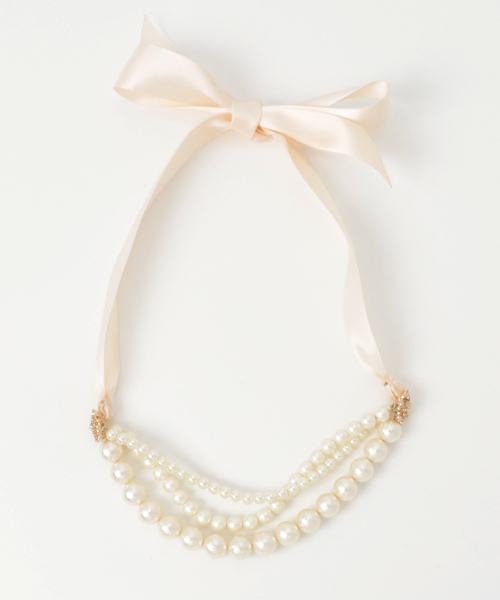 Axes Femme アクシーズファム の リボン結びパールネックレス ネックレス Wear