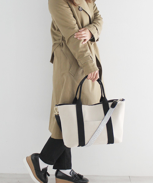 VitaFelice（ヴィータフェリーチェ）の「ショルダーバッグ 2wayキャンバストートバッグ 通勤通学バッグ（トートバッグ・レディース・ブラック/モカ・FREE）」の12枚目の写真