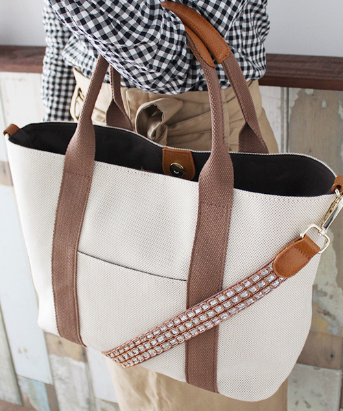 VitaFelice（ヴィータフェリーチェ）の「ショルダーバッグ 2wayキャンバストートバッグ 通勤通学バッグ（トートバッグ・レディース・ブラック/モカ・FREE）」の17枚目の写真