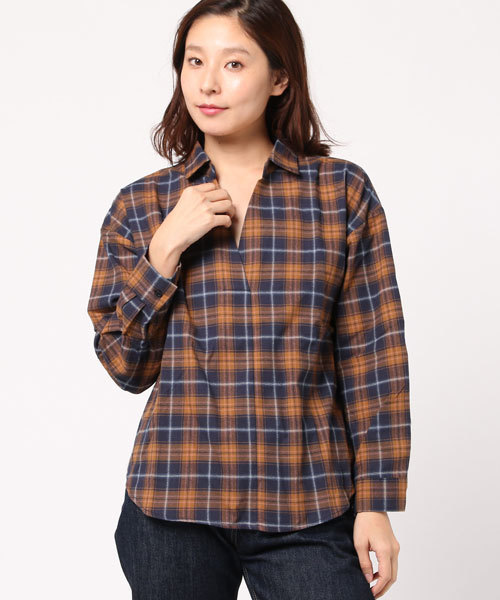 VIS（ビス）の「チェック柄スキッパーシャツ（シャツ/ブラウス・レディース・ホワイト/ネイビー/レッド系その他/ブラック/ブルー系その他・M/L）」の17枚目の写真