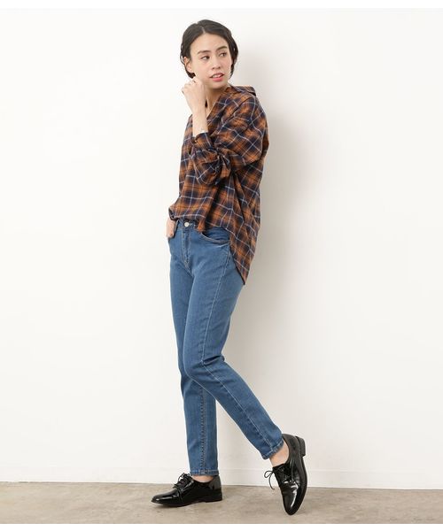 VIS（ビス）の「チェック柄スキッパーシャツ（シャツ/ブラウス・レディース・ホワイト/ネイビー/レッド系その他/ブラック/ブルー系その他・M/L）」の16枚目の写真