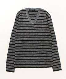 STYLEBLOCK（スタイルブロック）の「ストレッチリブボーダーVネックセーターニット（ニット/セーター）」