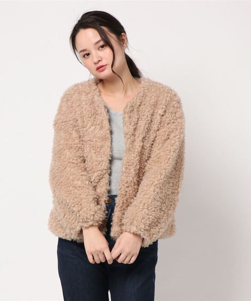 KOBE LETTUCE（コウベレタス）の「中綿入りで暖か！[ショートorロング丈]2Typeビッグシルエットプードルファーコート/ボアコート/レディースアウター/ボアブルゾンジャケット[K709]神戸レタス（ダウンジャケット/コート・レディース・アイボリー/ベージュ/ピンク/グレー/ブラウン/ブラック/ホワイト系その他/ベージュ系その他/ピンク系その他/グレー系その他/ブラウン系その他/ブラック系その他・FREE）」の9枚目の写真