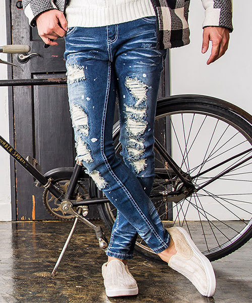 ハードダメージ加工 スキニーデニムパンツ Camy17 12 デニムパンツ Cavaria キャバリア のファッション通販 Zozotown