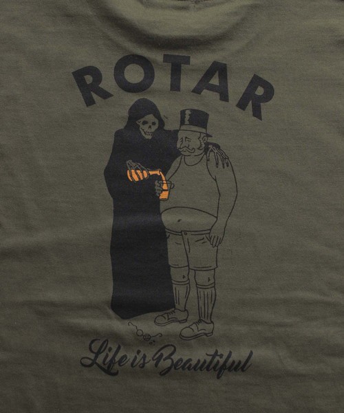 ROTAR（ローター）の「Life is Beautiful Tee / プリントTシャツ / バックプリント（Tシャツ/カットソー・メンズ・ホワイト/カーキ/スミクロ・SMALL/MEDIUM/LARGE/X-LARGE）」の6枚目の写真