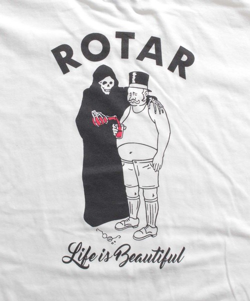 ROTAR（ローター）の「Life is Beautiful Tee / プリントTシャツ / バックプリント（Tシャツ/カットソー・メンズ・ホワイト/カーキ/スミクロ・SMALL/MEDIUM/LARGE/X-LARGE）」の9枚目の写真