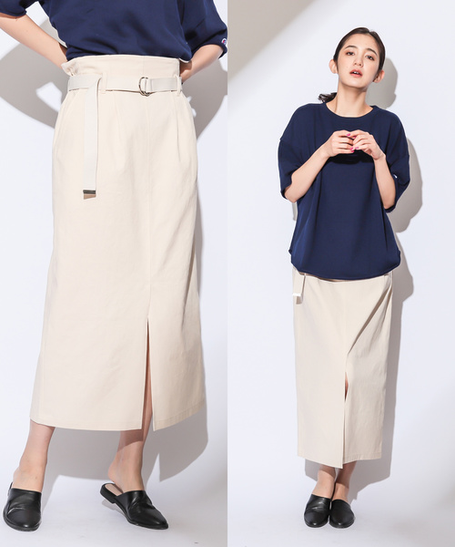 CIAOPANIC（チャオパニック）の「綿ツイルツータックタイトスカート（スカート・レディース・ベージュ/レッド/アイボリー・FREE）」の2枚目の写真