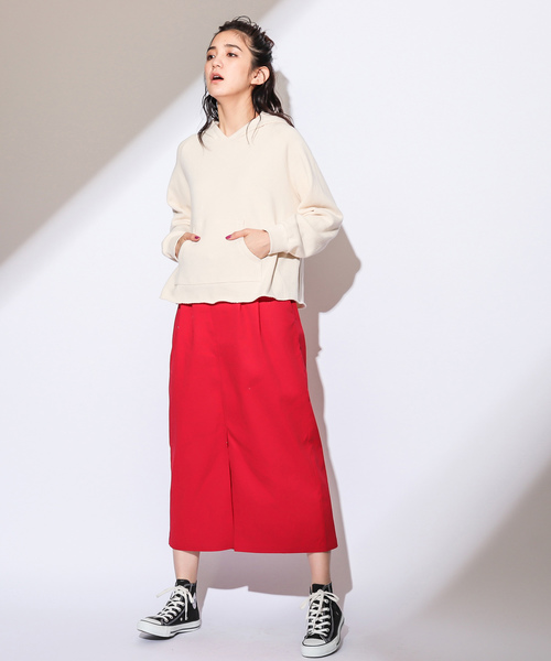CIAOPANIC（チャオパニック）の「綿ツイルツータックタイトスカート（スカート・レディース・ベージュ/レッド/アイボリー・FREE）」の14枚目の写真