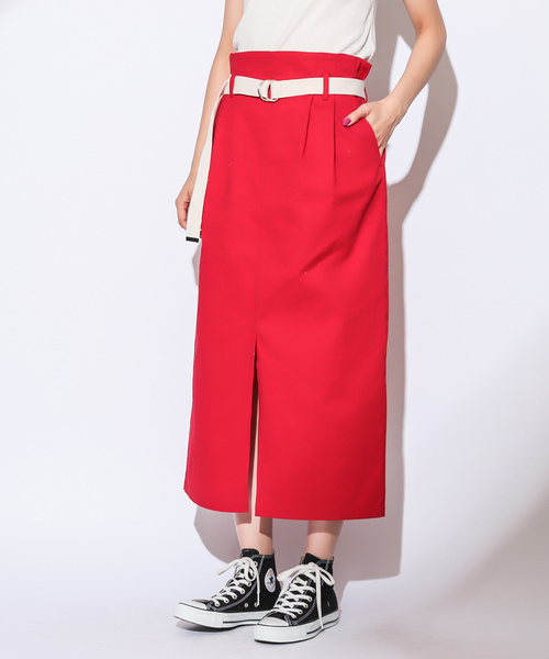 CIAOPANIC（チャオパニック）の「綿ツイルツータックタイトスカート（スカート・レディース・ベージュ/レッド/アイボリー・FREE）」の5枚目の写真