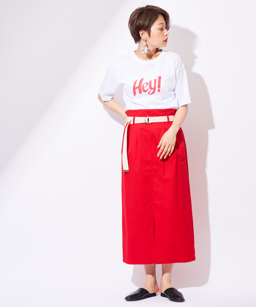 CIAOPANIC（チャオパニック）の「綿ツイルツータックタイトスカート（スカート・レディース・ベージュ/レッド/アイボリー・FREE）」の9枚目の写真