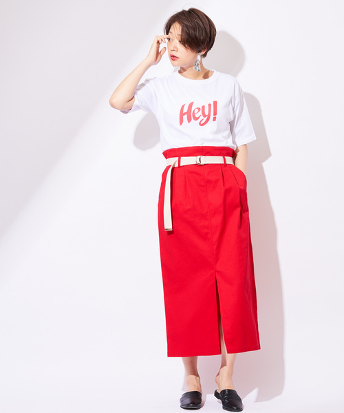 CIAOPANIC（チャオパニック）の「綿ツイルツータックタイトスカート（スカート・レディース・ベージュ/レッド/アイボリー・FREE）」の10枚目の写真