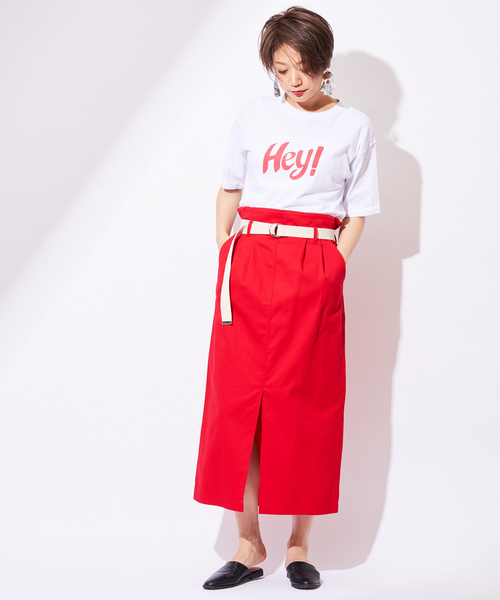 CIAOPANIC（チャオパニック）の「綿ツイルツータックタイトスカート（スカート・レディース・ベージュ/レッド/アイボリー・FREE）」の11枚目の写真