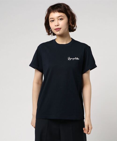 GYMPHLEX（ジムフレックス）の「[GYMPHLEX/ジムフレックス] ロゴ刺繍Tシャツ（Tシャツ/カットソー・レディース・ホワイト/グレー/ネイビー/ホワイト×ネイビー/ブラック/ベージュ/ホワイト×カーキブラウン/チャコール/ライトベージュ・14/L/M）」の9枚目の写真