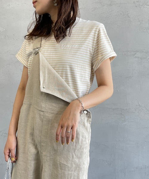 GYMPHLEX（ジムフレックス）の「[GYMPHLEX/ジムフレックス] ロゴ刺繍Tシャツ（Tシャツ/カットソー・レディース・ホワイト/グレー/ネイビー/ホワイト×ネイビー/ブラック/ベージュ/ホワイト×カーキブラウン/チャコール/ライトベージュ・14/L/M）」の8枚目の写真