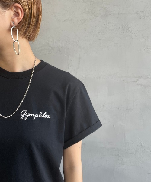 GYMPHLEX（ジムフレックス）の「[GYMPHLEX/ジムフレックス] ロゴ刺繍Tシャツ（Tシャツ/カットソー・レディース・ホワイト/グレー/ネイビー/ホワイト×ネイビー/ブラック/ベージュ/ホワイト×カーキブラウン/チャコール/ライトベージュ・14/L/M）」の19枚目の写真