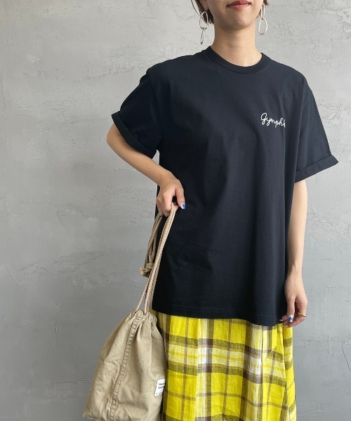 GYMPHLEX（ジムフレックス）の「[GYMPHLEX/ジムフレックス] ロゴ刺繍Tシャツ（Tシャツ/カットソー・レディース・ホワイト/グレー/ネイビー/ホワイト×ネイビー/ブラック/ベージュ/ホワイト×カーキブラウン/チャコール/ライトベージュ・14/L/M）」の22枚目の写真