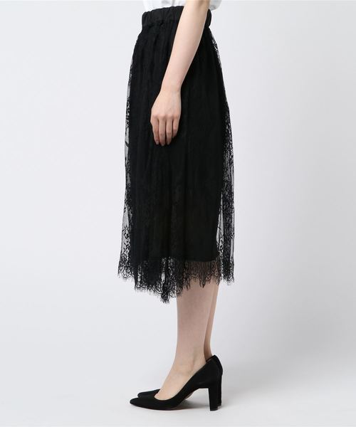 KOBE LETTUCE（コウベレタス）の「ペチコート付き2点SET ミディアム丈レースフレアスカート/レディース/ボトムス[M2149]神戸レタス（スカート・レディース・ブラック/オフホワイト/ピンクベージュ・FREE）」の7枚目の写真