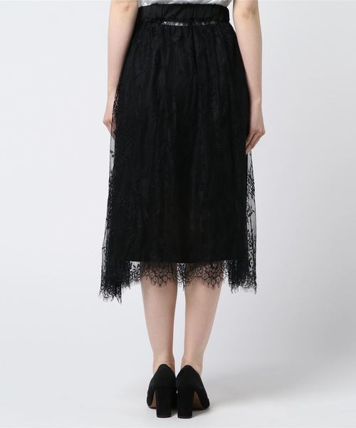 KOBE LETTUCE（コウベレタス）の「ペチコート付き2点SET ミディアム丈レースフレアスカート/レディース/ボトムス[M2149]神戸レタス（スカート・レディース・ブラック/オフホワイト/ピンクベージュ・FREE）」の5枚目の写真