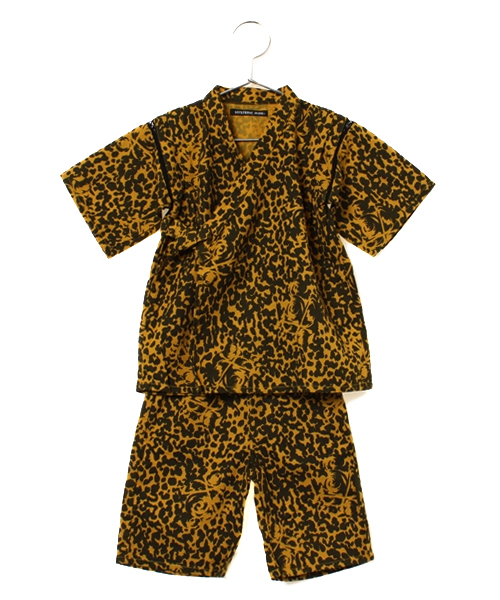 HYSTERIC MINI（ヒステリックミニ）の「Animal mini face camo 総柄 じんべえ（浴衣・キッズ・ブラック/イエロー/ピンク・100/120）」の2枚目の写真