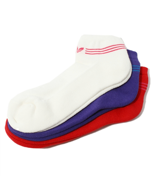 adidas Originals（アディダスオリジナルス）の「アディダス 3本セット アンクルソックス adidas ANKLE SOCK 3P（ソックス/靴下・メンズ・ホワイト/レッド/ブルー・24cm/27cm）」の3枚目の写真