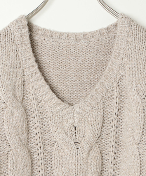 VENCEEXCHANGE（ヴァンスエクスチェンジ）の「ケーブルニット（ニット/セーター・レディース・ブラック/ベージュ/グレー・MEDIUM）」の4枚目の写真
