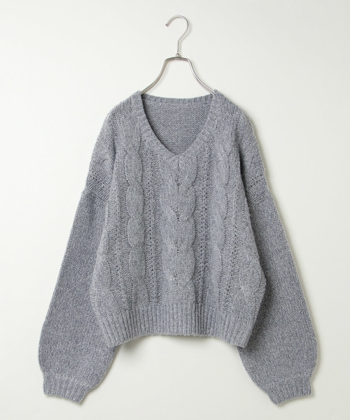 VENCEEXCHANGE（ヴァンスエクスチェンジ）の「ケーブルニット（ニット/セーター・レディース・ブラック/ベージュ/グレー・MEDIUM）」の10枚目の写真