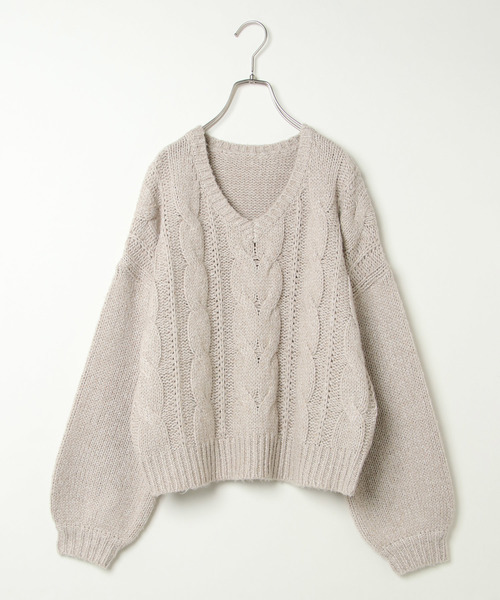 VENCEEXCHANGE（ヴァンスエクスチェンジ）の「ケーブルニット（ニット/セーター・レディース・ブラック/ベージュ/グレー・MEDIUM）」の12枚目の写真