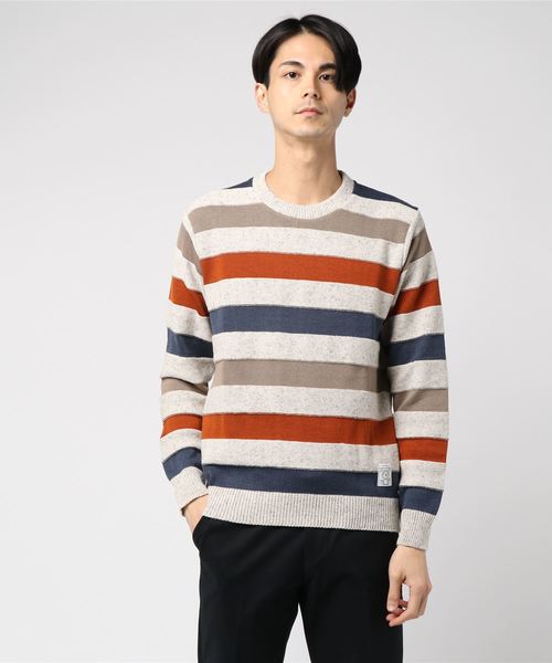 Ranch standard(ランチスタンダード)の「【Ranch standard】 RA18-104 ボーダーニット(ニット/セーター・メンズ・グレー/ナチュラル・2/3)」の1枚目の写真