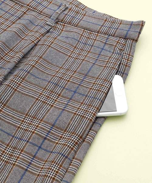 ダッドグレンチェック柄ワイドテーパードパンツ（その他パンツ）｜EMMA