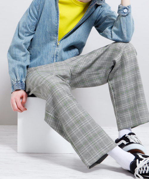 ダッドグレンチェック柄ワイドテーパードパンツ（その他パンツ）｜EMMA