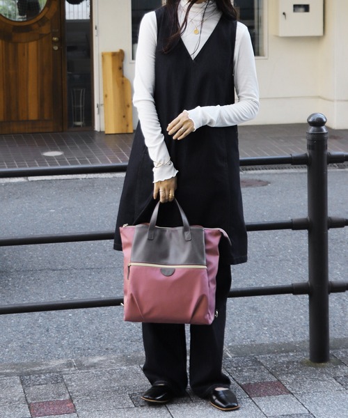 BASE（ベース）の「【WEB限定カラーあり】 3way バイカラー ナイロンリュック ユニセックス（バックパック/リュック・レディース・ブラック/ベージュ/ネイビー/ボルドー/カーキ/マスタード/グレー/グレー系その他/イエロー/ブラック系その他/ピンク系その他・FREE）」の16枚目の写真