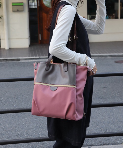 BASE（ベース）の「【WEB限定カラーあり】 3way バイカラー ナイロンリュック ユニセックス（バックパック/リュック・レディース・ブラック/ベージュ/ネイビー/ボルドー/カーキ/マスタード/グレー/グレー系その他/イエロー/ブラック系その他/ピンク系その他・FREE）」の18枚目の写真