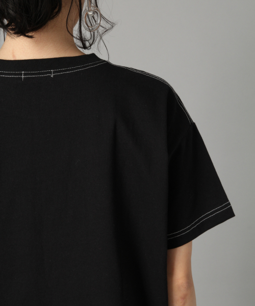 LOWRYS FARM（ローリーズファーム）の「ステッチショートＴＥＥ　832841（Tシャツ/カットソー・レディース・ブラック/オフホワイト/イエロー/グリーン・FREE）」の12枚目の写真