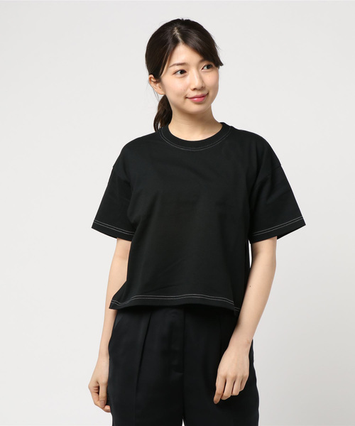 LOWRYS FARM（ローリーズファーム）の「ステッチショートＴＥＥ　832841（Tシャツ/カットソー・レディース・ブラック/オフホワイト/イエロー/グリーン・FREE）」の9枚目の写真